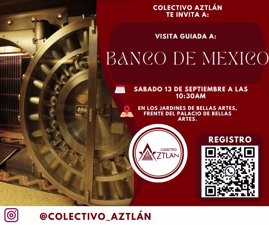 Flyer de Visita guiada al Banco de México